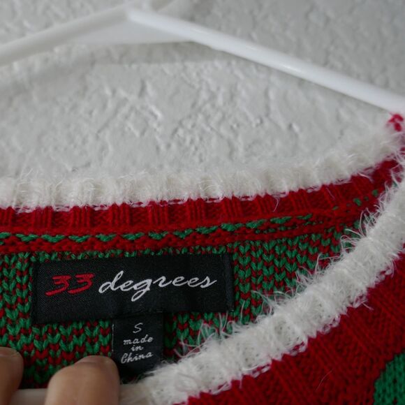 UGLY CHRISTMAS SWEATER PUG DOG JINGLE BELLS 33 DEGREES WOMEN'S PLAID  SIZE S - Picture 5 of 6